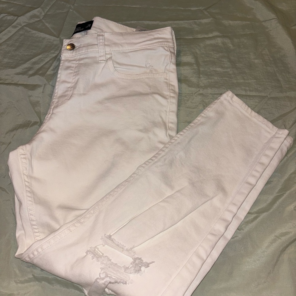Women's White Distressed Jeans
